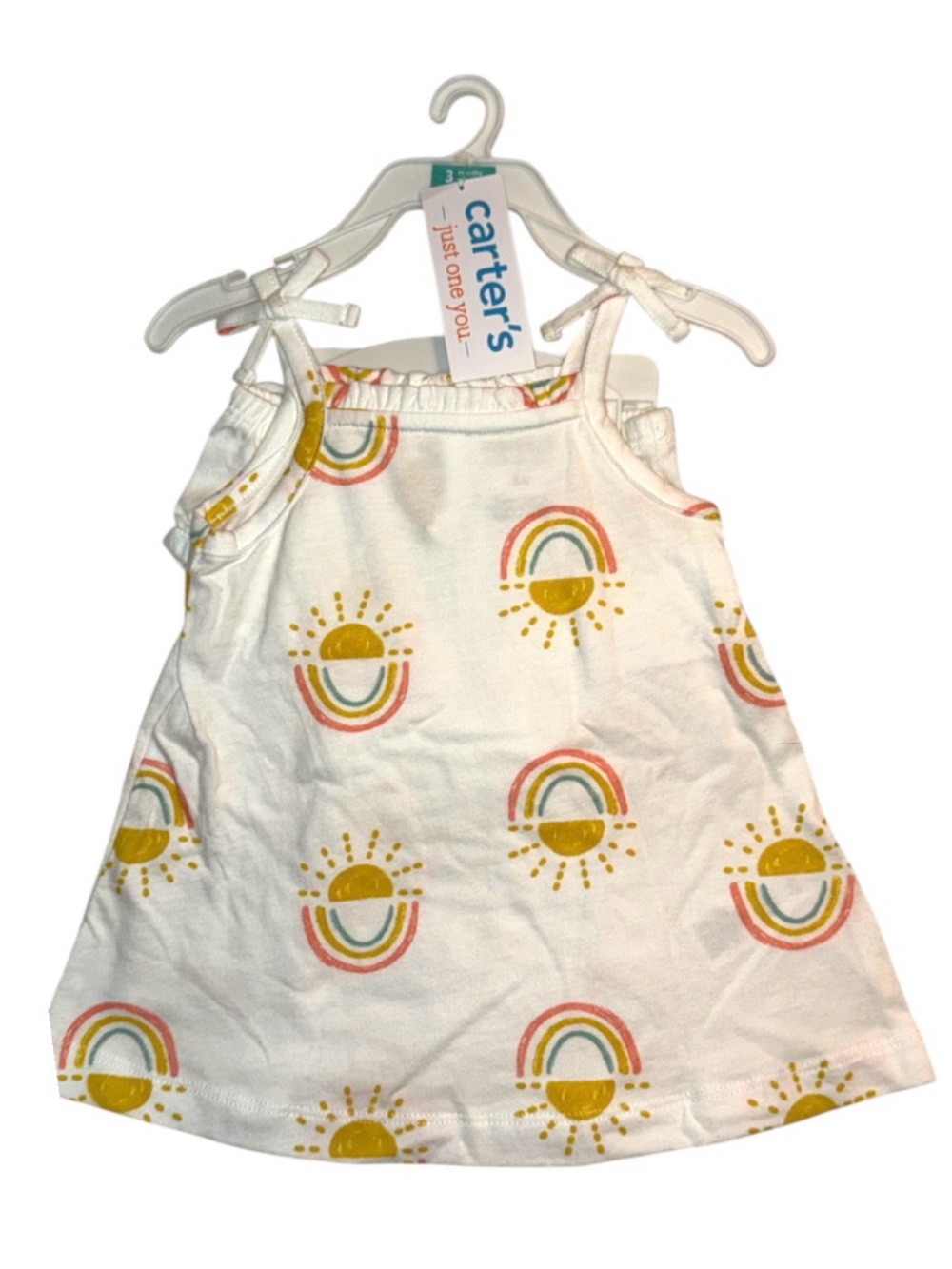 Carter's White Tank Top with Yellow Sun & Multicolor Rainbows